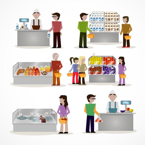 People in supermarket vector