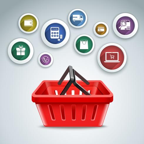 Iconos de la cesta de compras vector