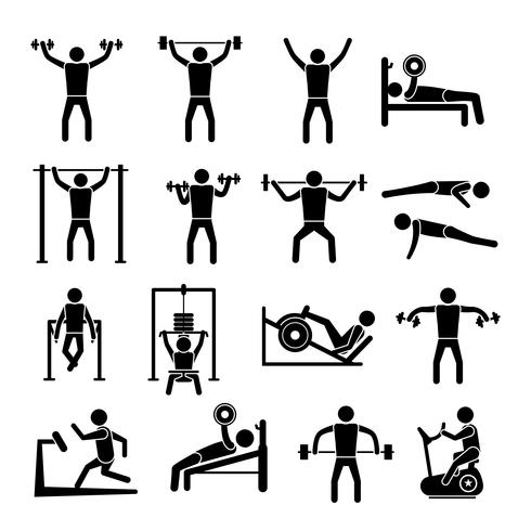 Conjunto de iconos de entrenamiento entrenamiento vector