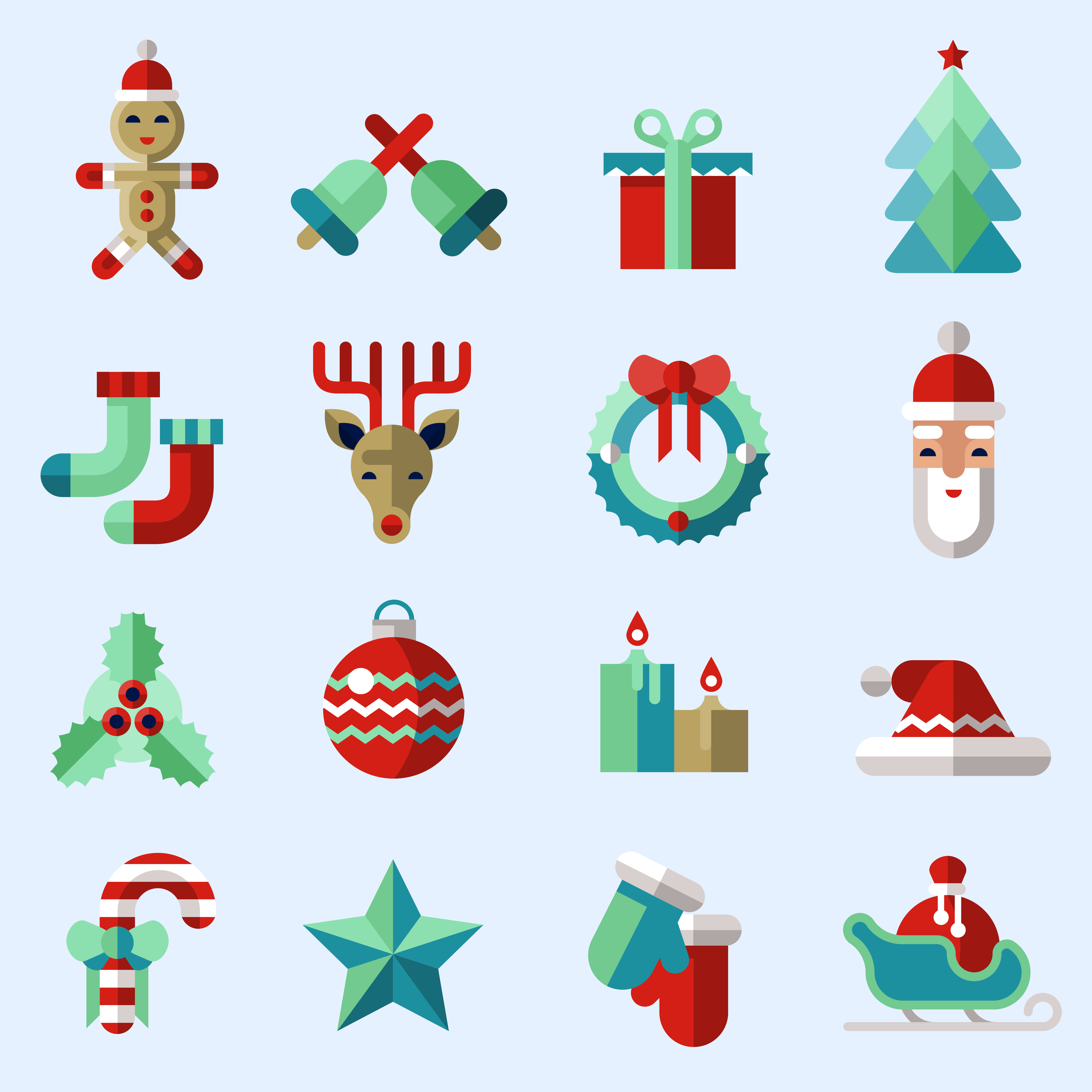 Download Christmas icons set color - Download Free Vectors, Clipart ...