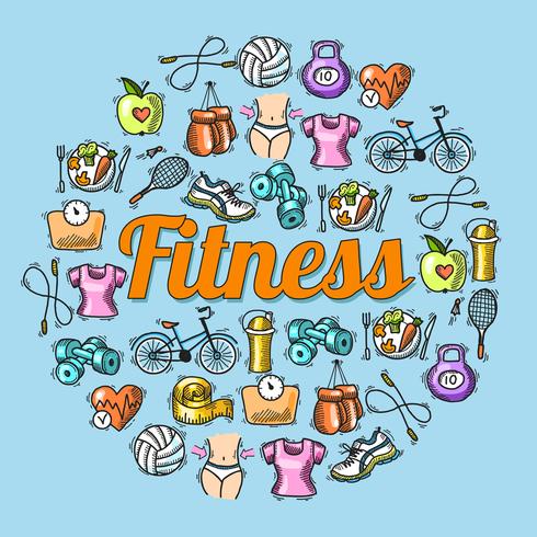 Fitness sketch illustration vector