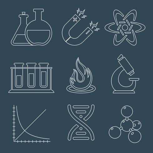 Iconos de la ciencia física plana vector