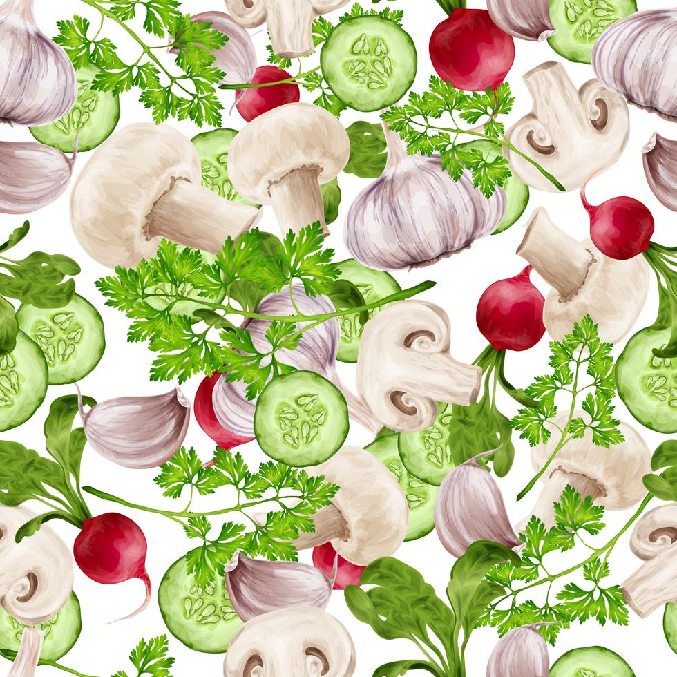 Vegetable mix seamless pattern vector