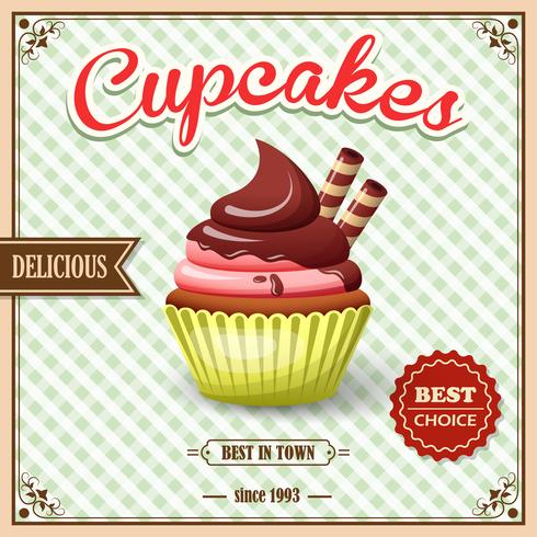 Cupcake cafe poster vector
