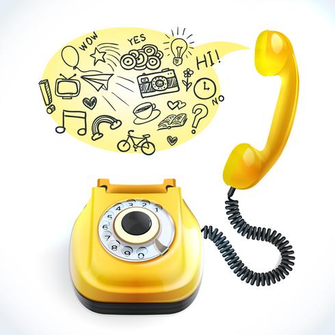 Doodle de telefono antiguo vector