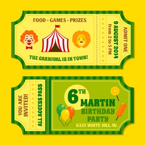 Circus tickets template vector