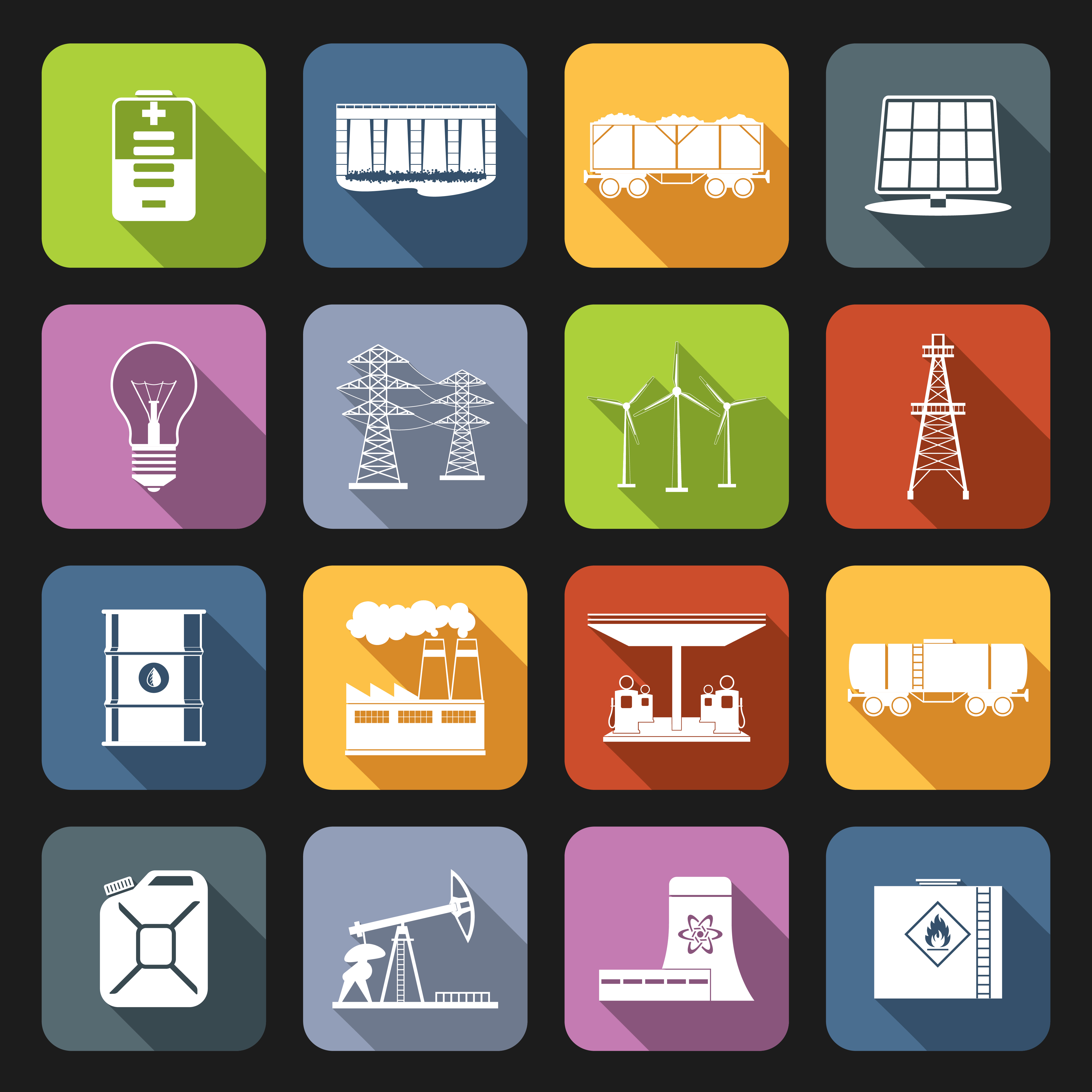 Energy Icons Flat Set 454363 Vector Art at Vecteezy