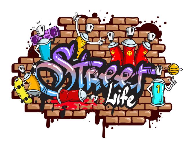 Graffiti word characters composition vector