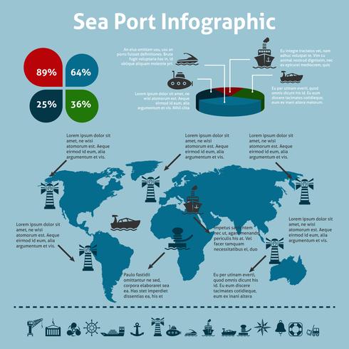 Sea port infographic vector