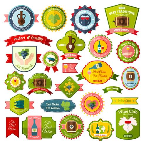 Wine label set flat vector