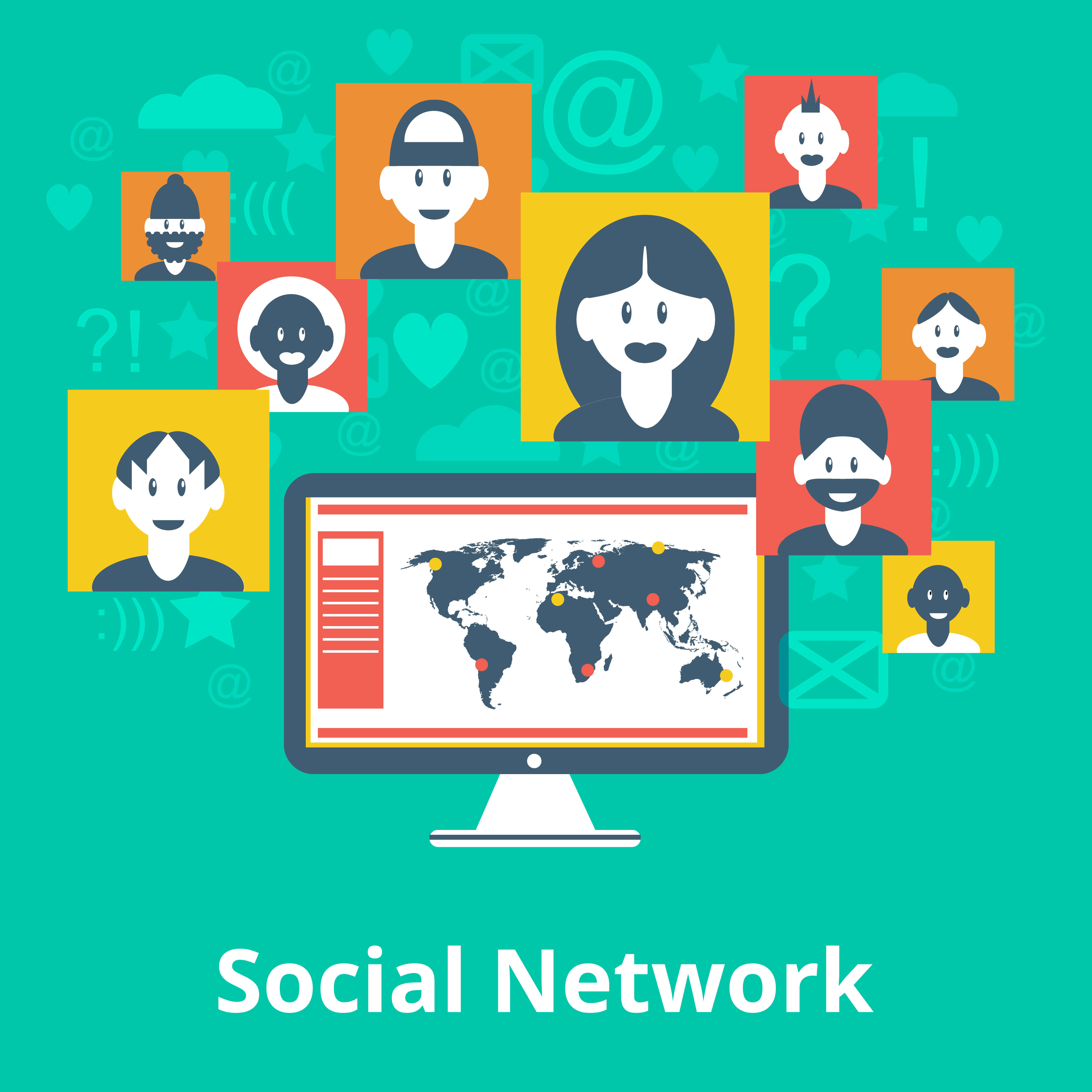 Social Network Icons Composition Poster 454463 Vector Art At Vecteezy