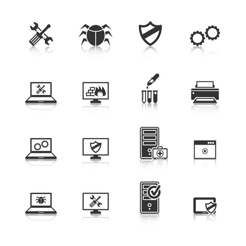 Conjunto de iconos de reparación de computadoras vector