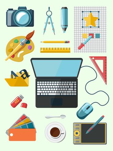 Designer workplace icons vector