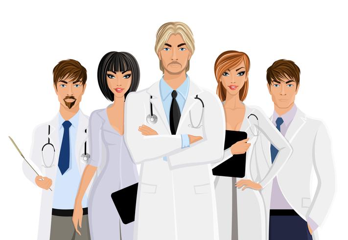 Doctor with medical staff vector
