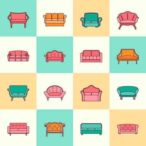 Sofa icon flat line vector
