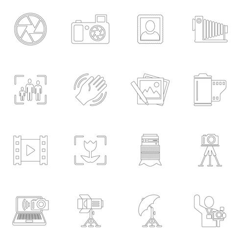 Photography icons outline vector