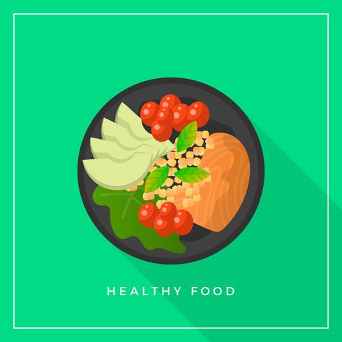 Flat Healthy Meals Food Vector Illustration