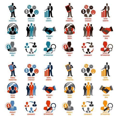 Iconos de negocios y gestión vector