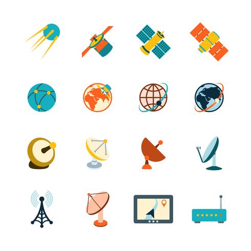 Satellite icons set vector