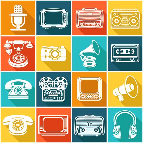 Iconos de medios retro vector