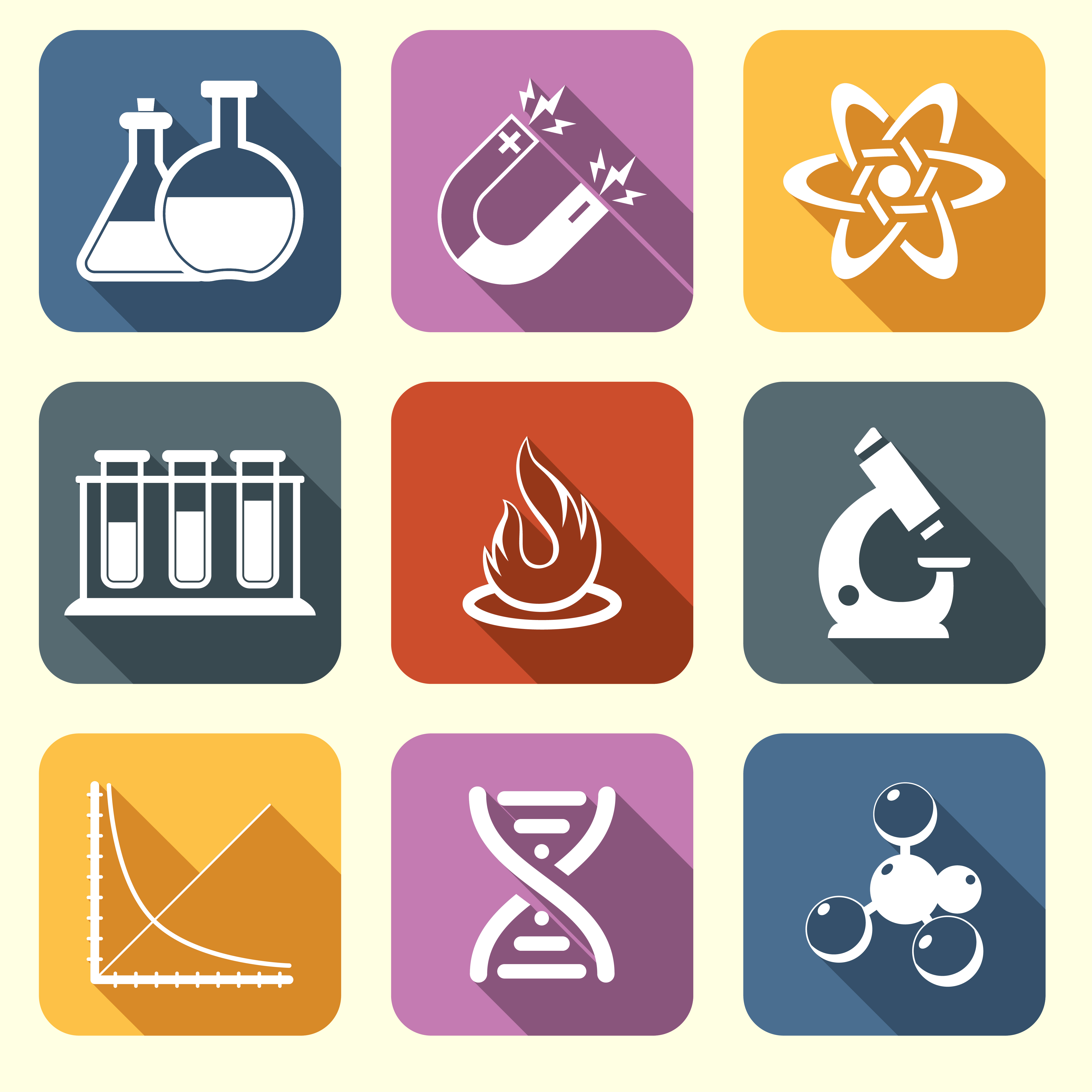 Physics science icons flat 454580 Vector Art at Vecteezy
