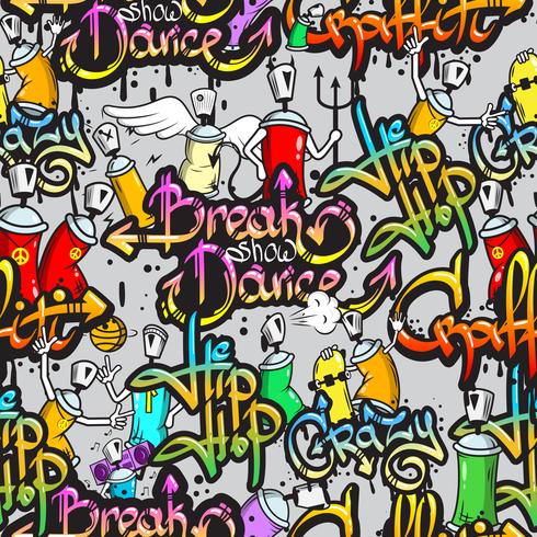 Graffiti characters seamless pattern vector