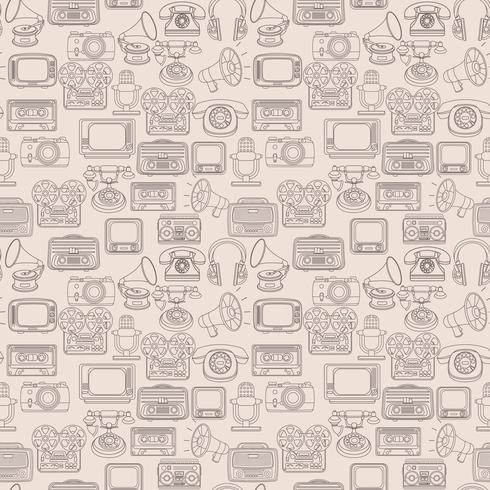Retro media seamless pattern vector