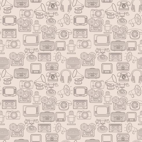 Retro media seamless pattern vector