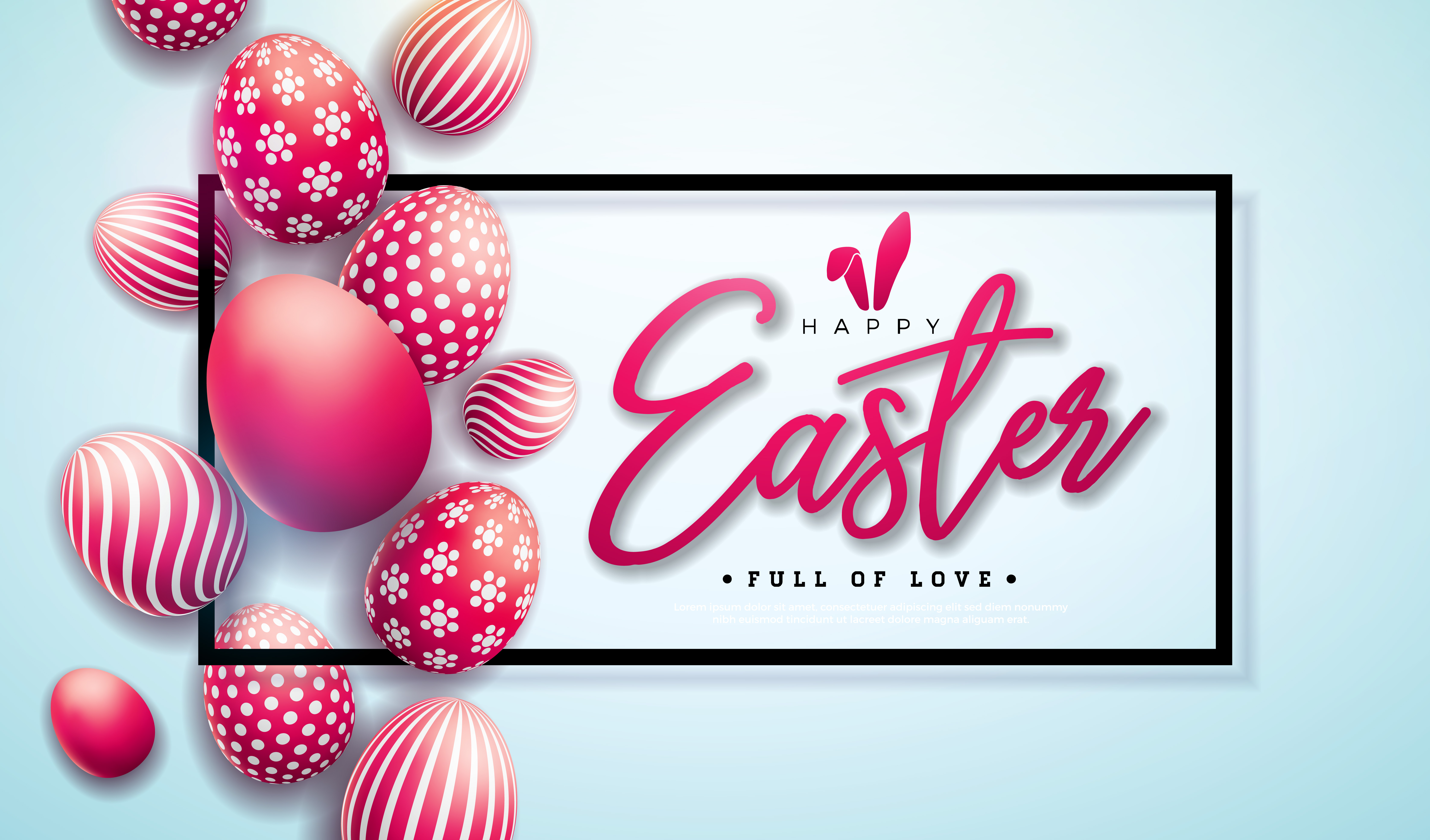 Vector Illustration of Happy Easter Holiday with Red ...