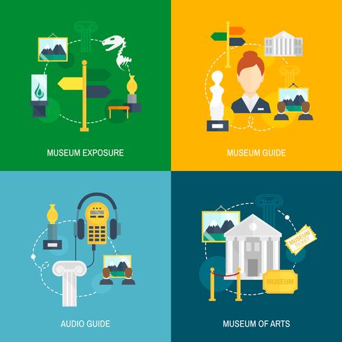 Museum icons flat vector