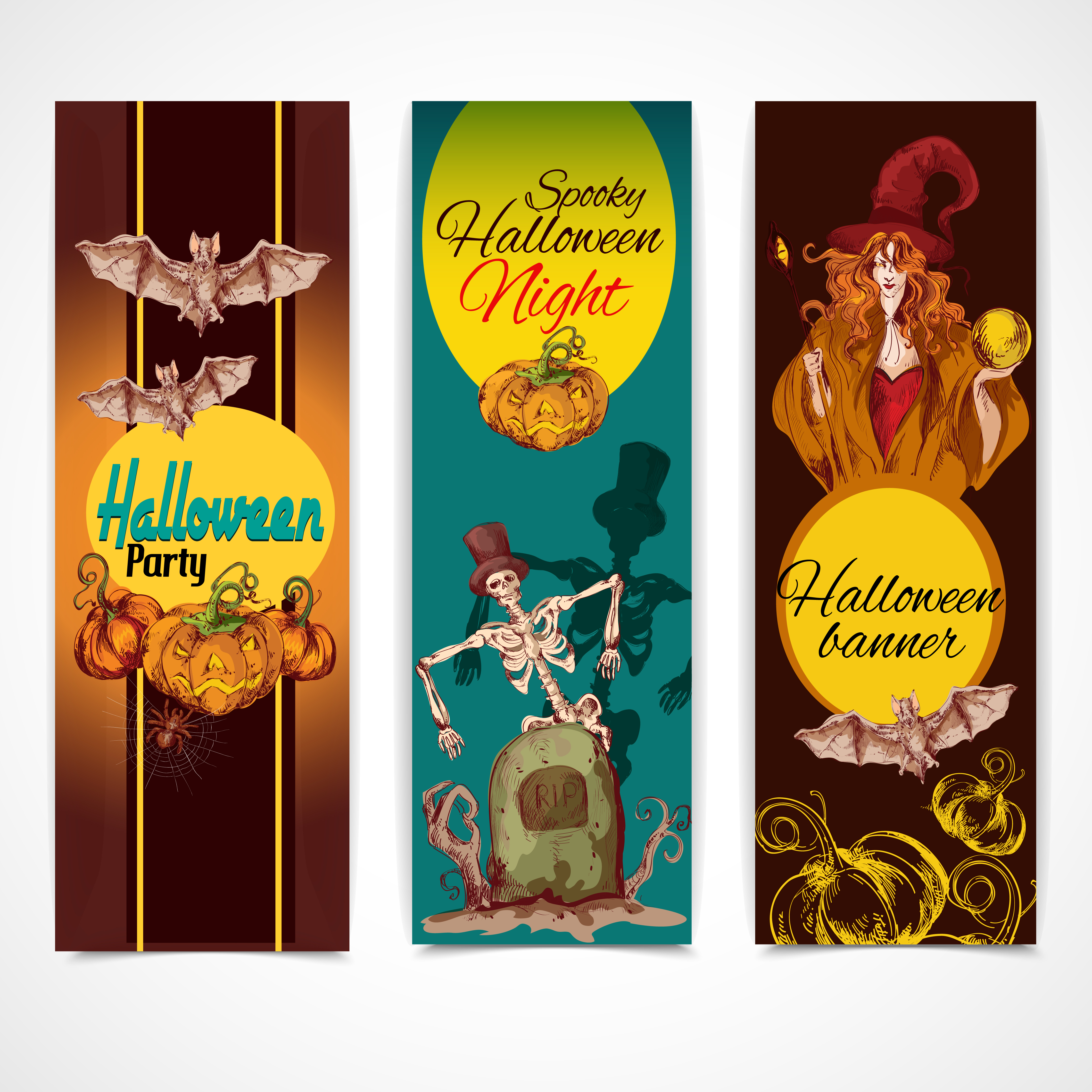 Download Halloween colored banners vertical - Download Free Vectors ...
