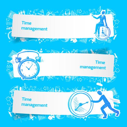 Time management set banners sketch vector
