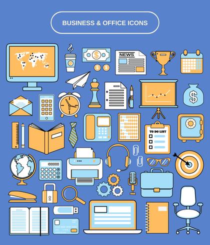 Office icons set vector