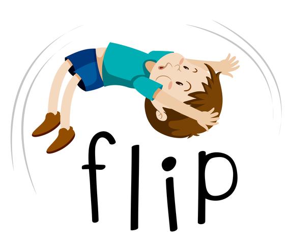 Little boy flipping on white background vector