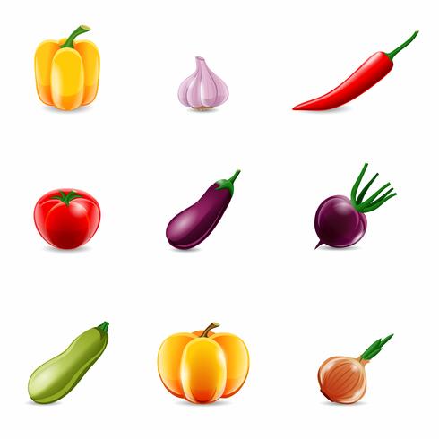 Iconos realistas de verduras vector