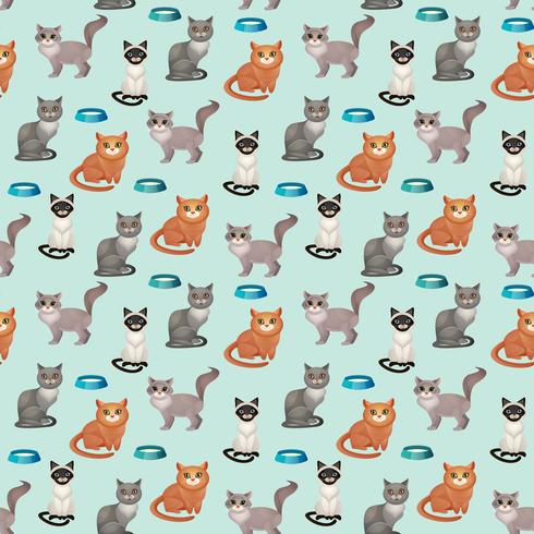 Cats seamless pattern vector