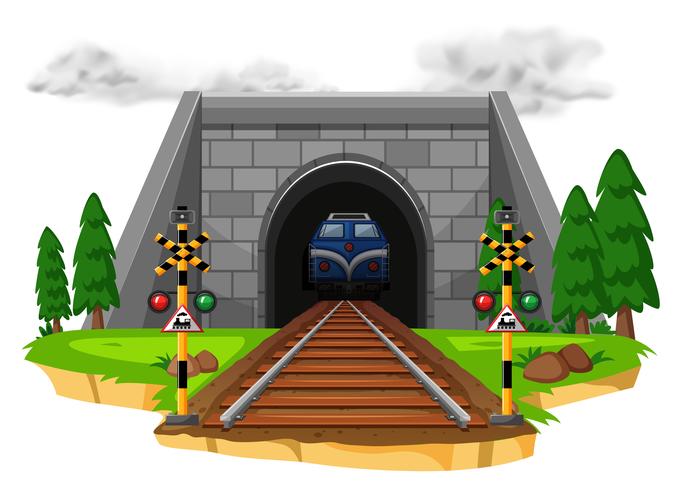 Train riding on railroad vector