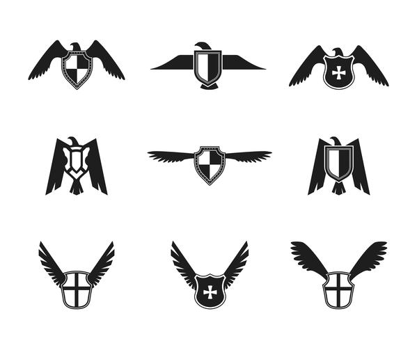 Eagle Icon Shield Set vector