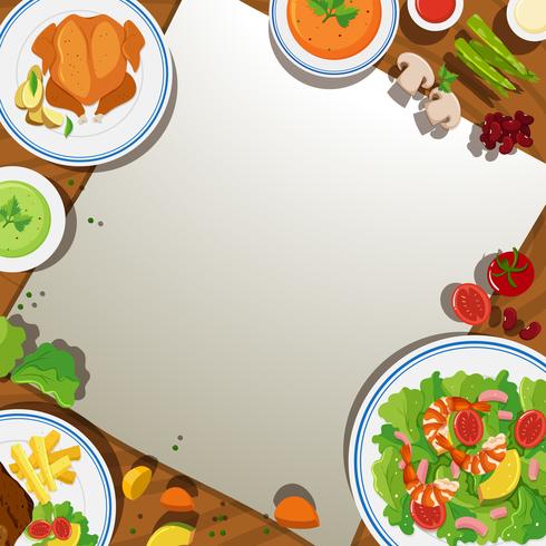 Background template with food on the table vector