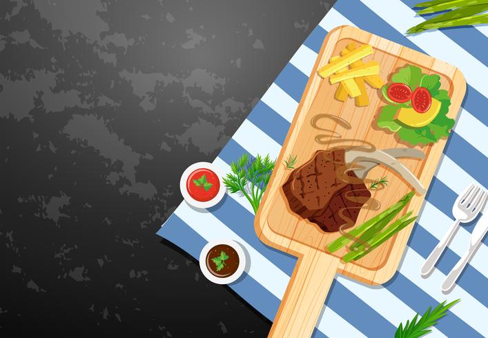 Plantilla de fondo con lambchop y papas fritas vector