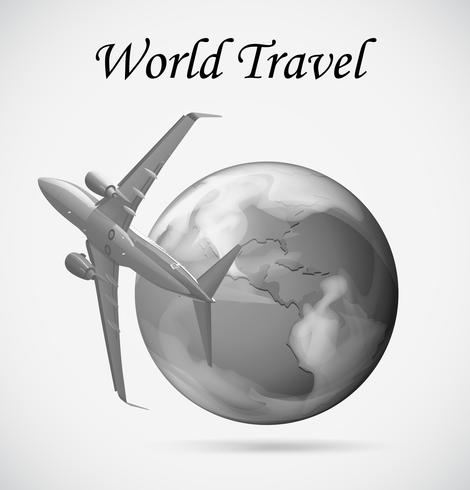 Airplane flying around the earth vector