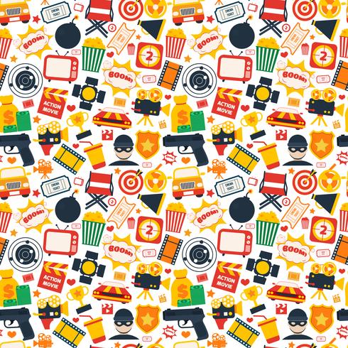 Action movie seamless pattern vector