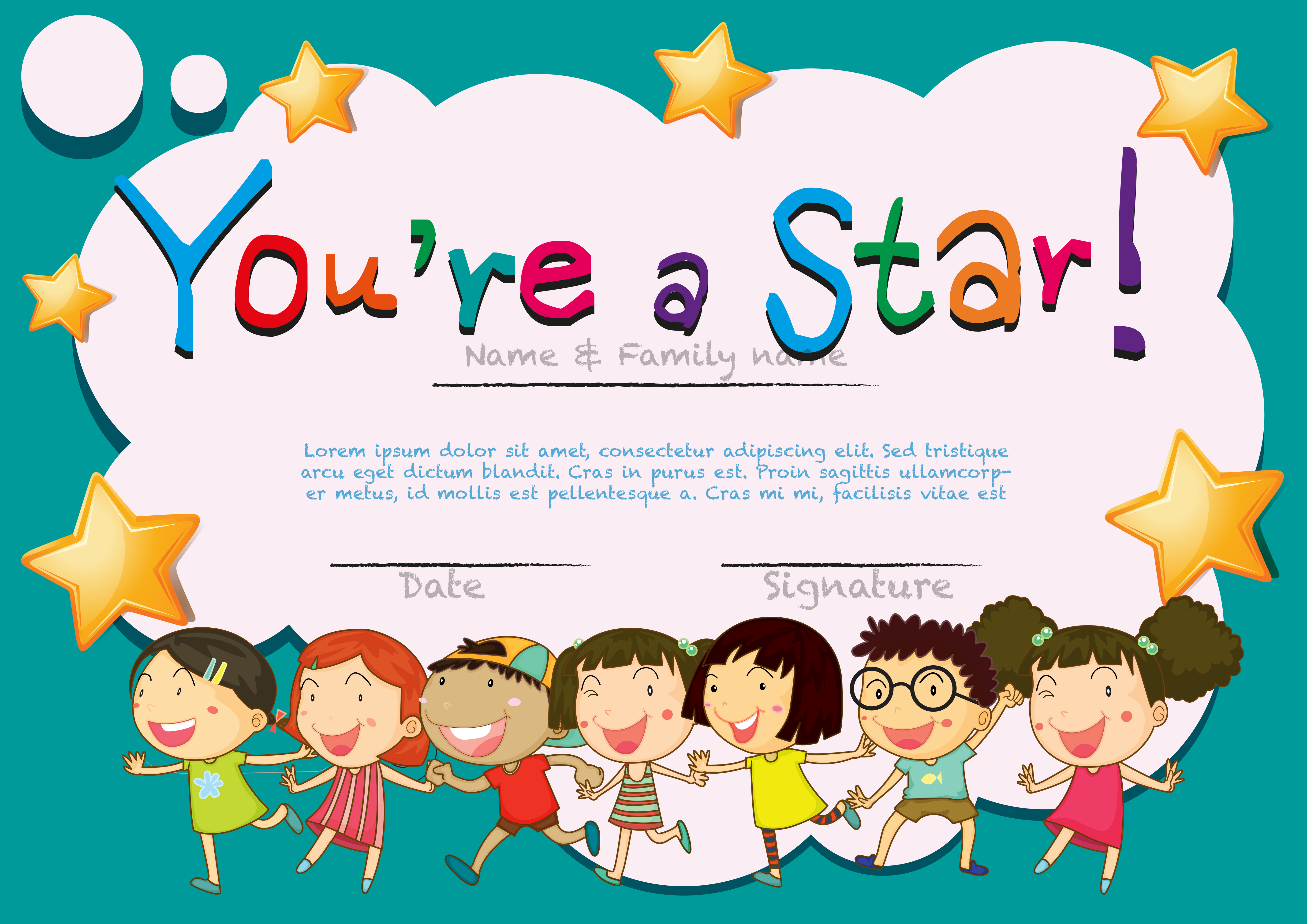 Certificate template with happy kids 454711 Download Free Vectors