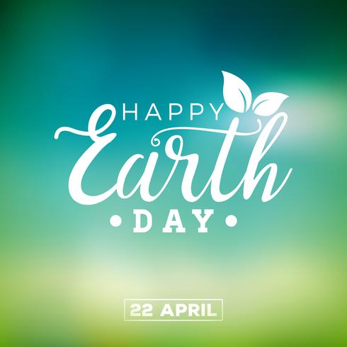 Ilustración del Día de la Tierra con el planeta y la hoja verde. Fondo de mapa del mundo en concepto de medio ambiente 22 de abril. vector