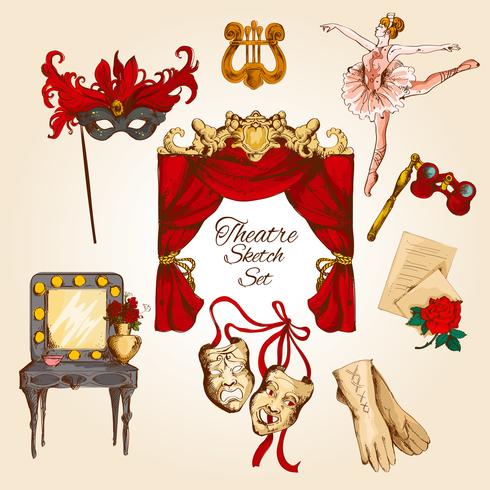 Theatre sketch set vector