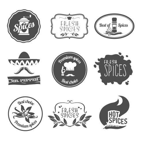 Spices labels black vector