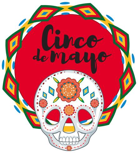 Cinco de Mayo con máscara de calavera vector