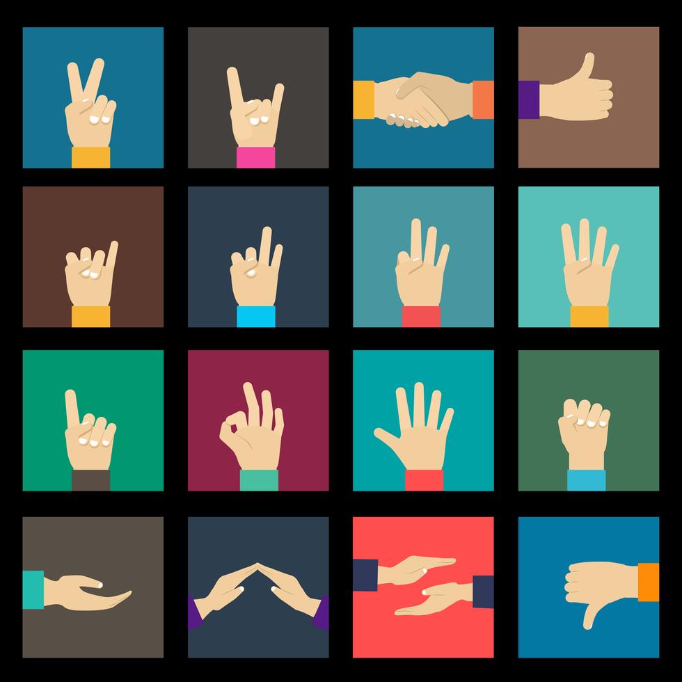 Hands icons set 454792 Vector Art at Vecteezy
