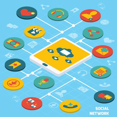 Social network isometric vector