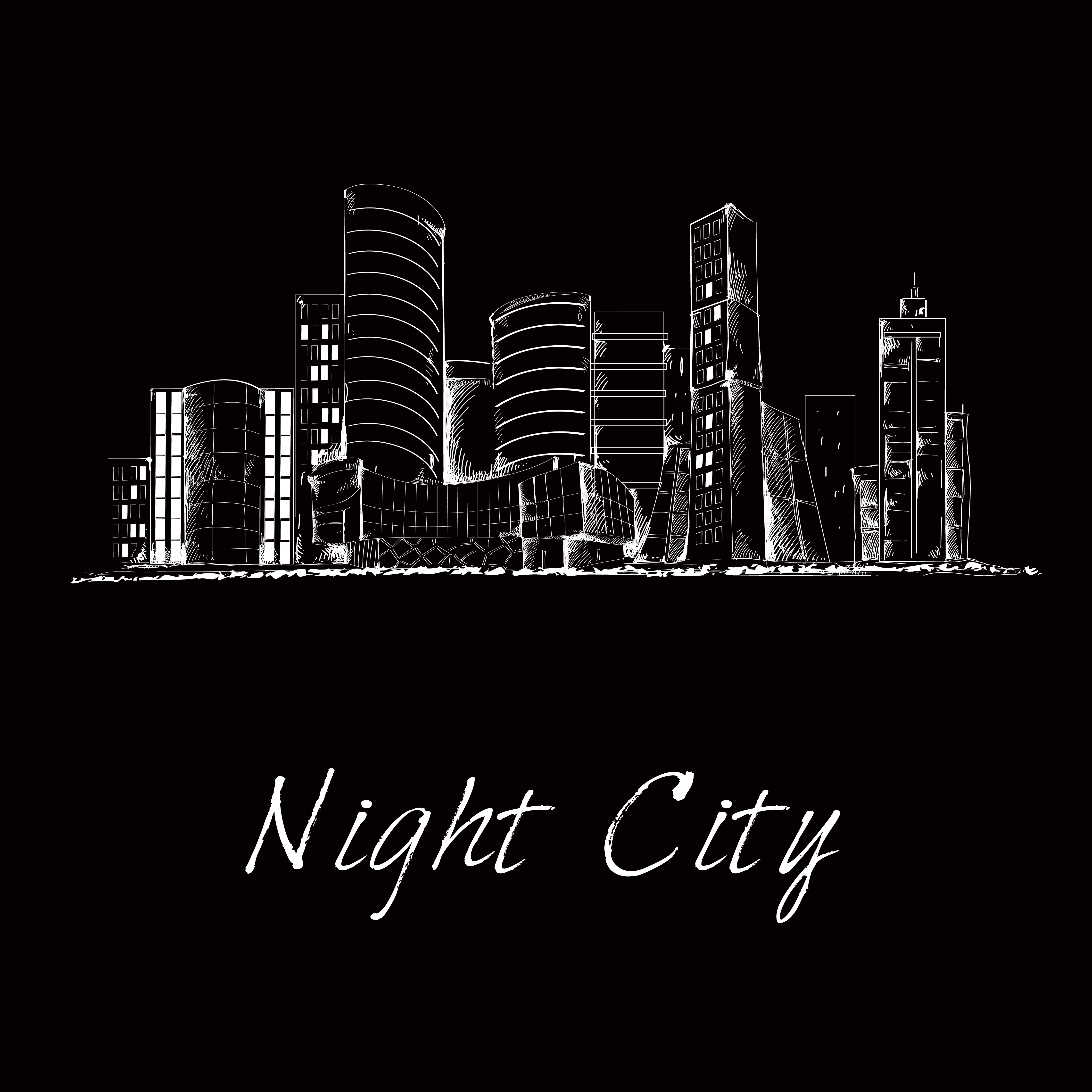 Download Night city skyline sketch - Download Free Vectors, Clipart ...